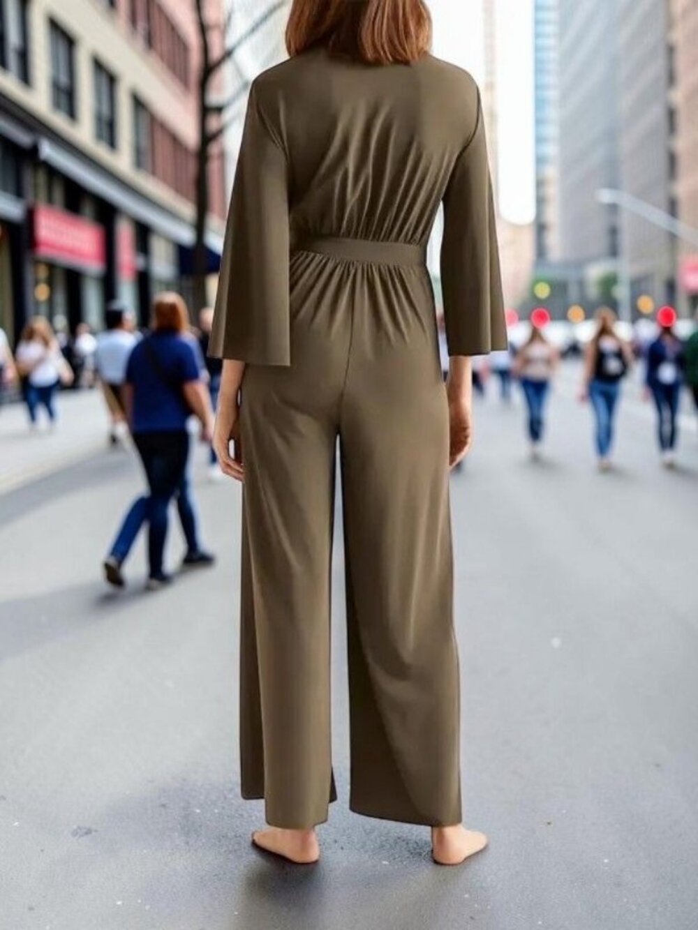 Eres - Aretha draped wide-leg jumpsuit-  Olive - Size Medium - New With Tags !! - Picture 3 of 8